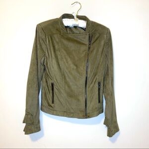 NWOT G by Giuliana  Green Faux Suede Moto Jacket XS New without tags